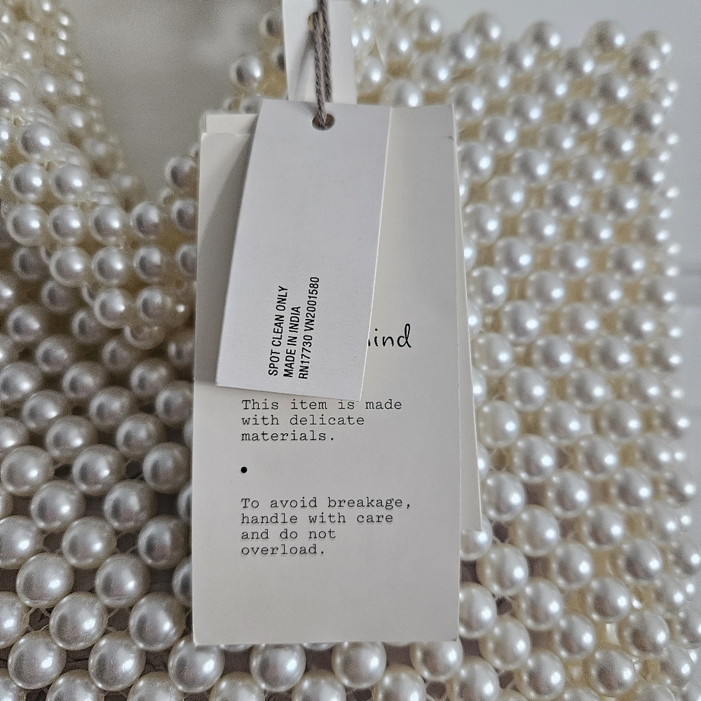 NWT A New Day Simulated Pearl Heart Beaded Mini Tote Bag - Picture 9 of 9